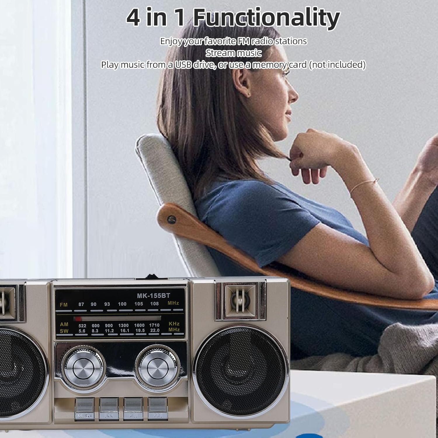 Επιτραπέζιο Ραδιόφωνο Retro 4 σε 1 - FM AM, Bluetooth, USB, Κάρτα μνήμης - CMiK Επιτραπέζιο Ραδιόφωνο Retro 4 σε 1 - FM AM, Bluetooth, USB, Κάρτα μνήμης - CMiK