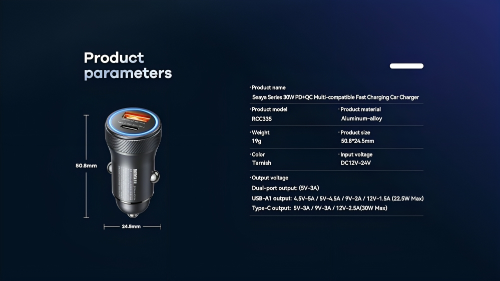 Fast Charge Φορτιστής Αυτοκινήτου USB-A & TypeC - PD 30W - Αλουμίνιο - Remax Seaya Series Fast Charge Φορτιστής Αυτοκινήτου USB-A & TypeC - PD 30W - Αλουμίνιο - Remax Seaya Series