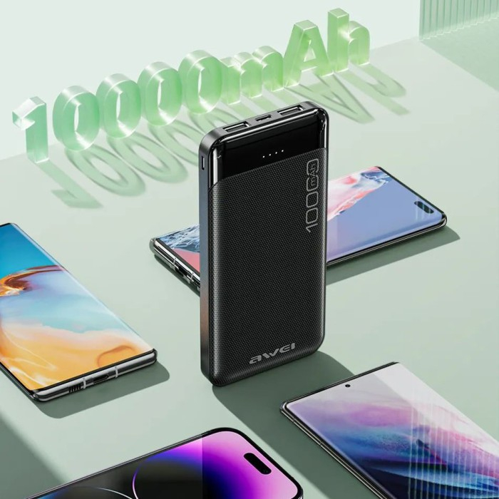 Fast Charge Power Bank 10000mAh με 2 Θύρες USB & Type-C - Awei Fast Charge Power Bank 10000mAh με 2 Θύρες USB & Type-C - Awei