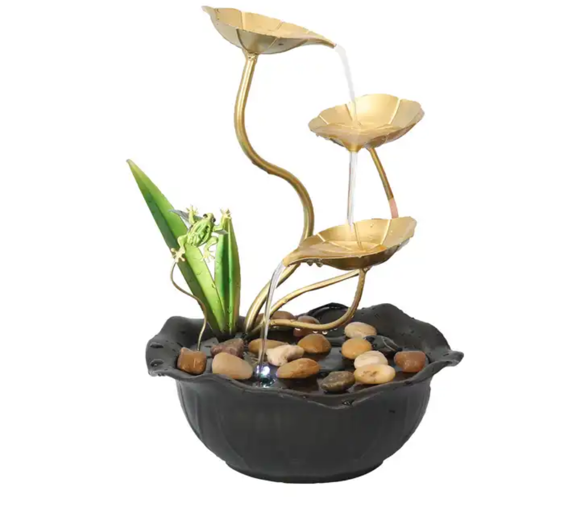 Feng Shui Minimal Διακοσμητικό Συντριβάνι LED Εσωτερικού και Εξωτερικού Χώρου με Χρυσά Φύλλα και Θερμό Λευκό Φωτισμό 220V 33x23x22εκ. Feng Shui Minimal Διακοσμητικό Συντριβάνι LED Εσωτερικού και Εξωτερικού Χώρου με Χρυσά Φύλλα και Θερμό Λευκό Φωτισμό 220V 33x23x22εκ.