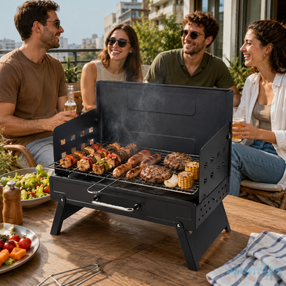 Φορητή Ψησταριά BBQ Κάρβουνου Αναδιπλούμενη με Ρυθμιζόμενο Ύψος Σχάρας 50x28cm Φορητή Ψησταριά BBQ Κάρβουνου Αναδιπλούμενη με Ρυθμιζόμενο Ύψος Σχάρας 50x28cm