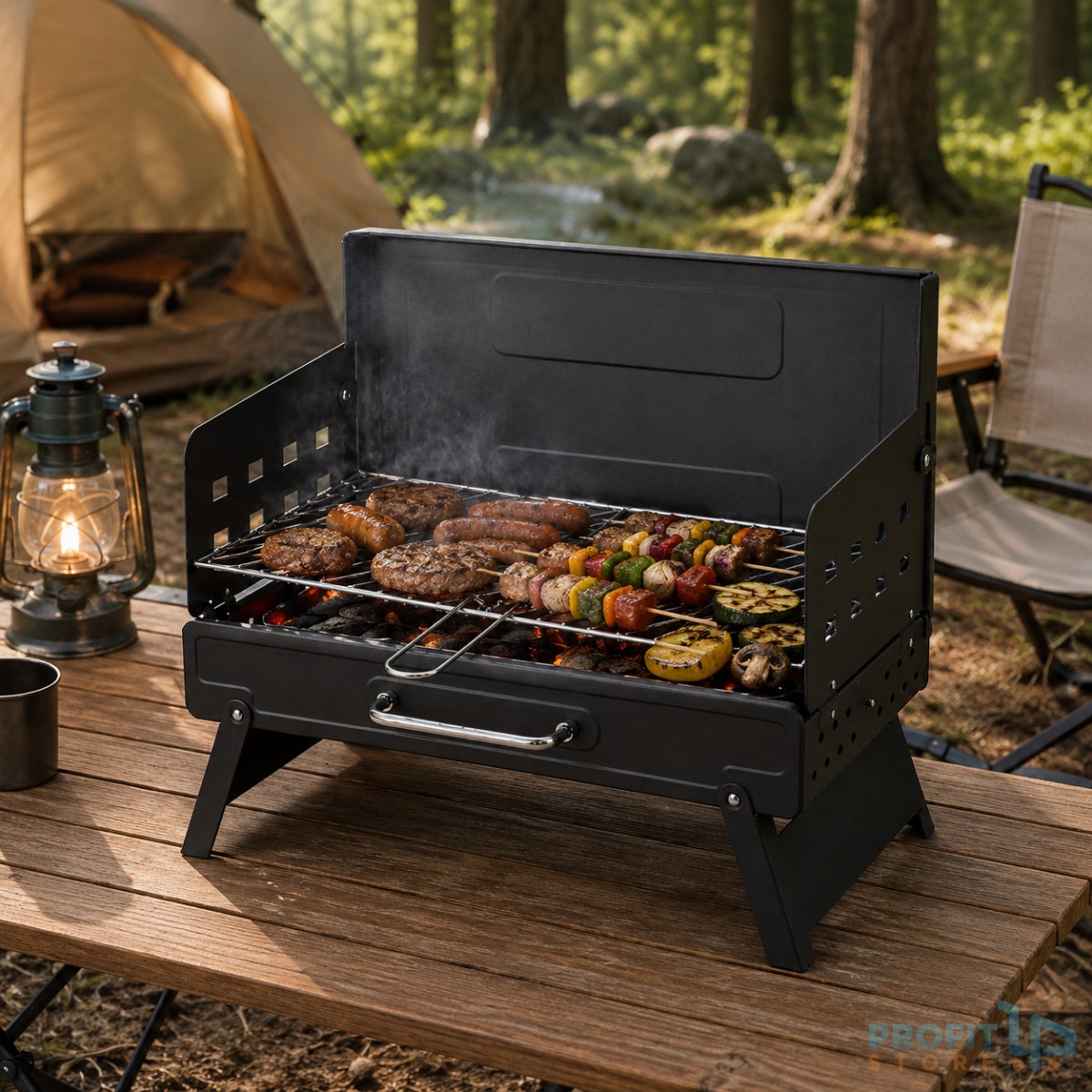 Φορητή Ψησταριά BBQ Κάρβουνου Αναδιπλούμενη με Ρυθμιζόμενο Ύψος Σχάρας 50x28cm Φορητή Ψησταριά BBQ Κάρβουνου Αναδιπλούμενη με Ρυθμιζόμενο Ύψος Σχάρας 50x28cm