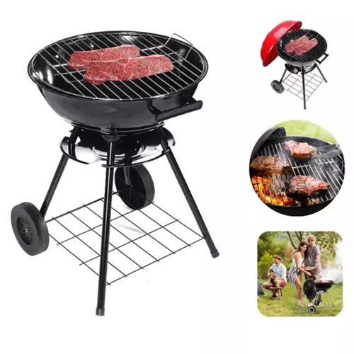 Φορητή ψησταριά μπάρμπεκιου με ρόδες και καπάκι – κόκκινο/μαύρο Φορητή ψησταριά μπάρμπεκιου με ρόδες και καπάκι – κόκκινο/μαύρο