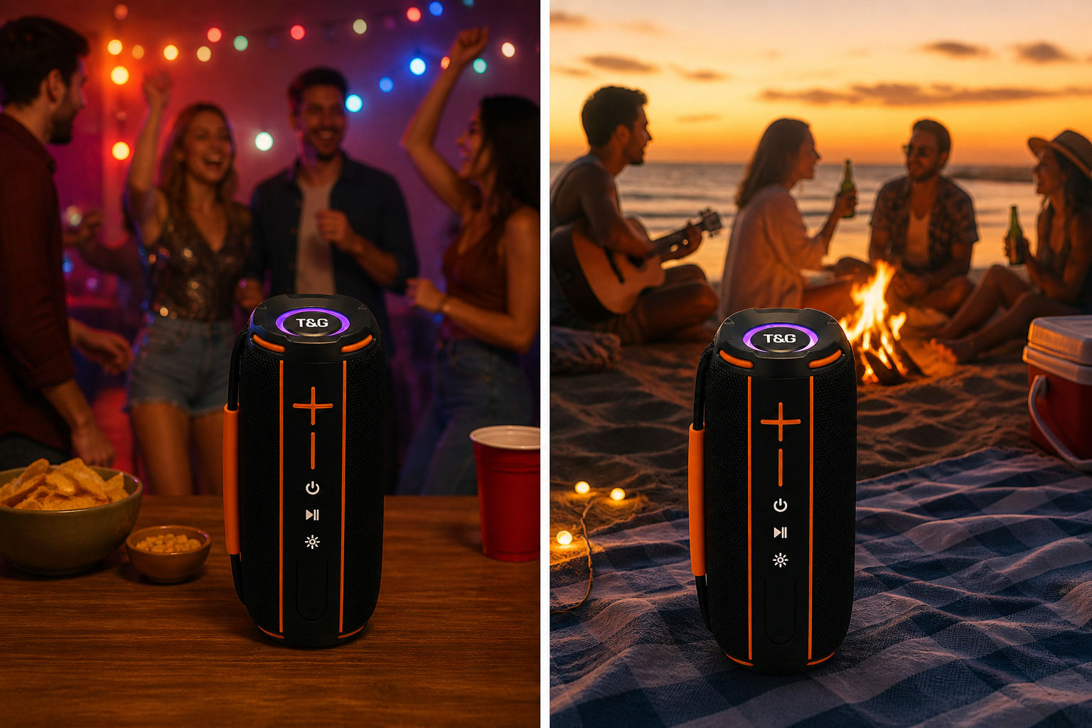 Φορητό Ασύρματο Ηχείο Bluetooth με RGB Φωτισμό και FM Ραδιόφωνο Τ&G Φορητό Ασύρματο Ηχείο Bluetooth με RGB Φωτισμό και FM Ραδιόφωνο Τ&G