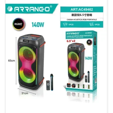 Φορητό Bluetooth Ηχείο LED RGB με Μικρόφωνο και Τηλεχειριστήριο Arrango Φορητό Bluetooth Ηχείο LED RGB με Μικρόφωνο και Τηλεχειριστήριο Arrango