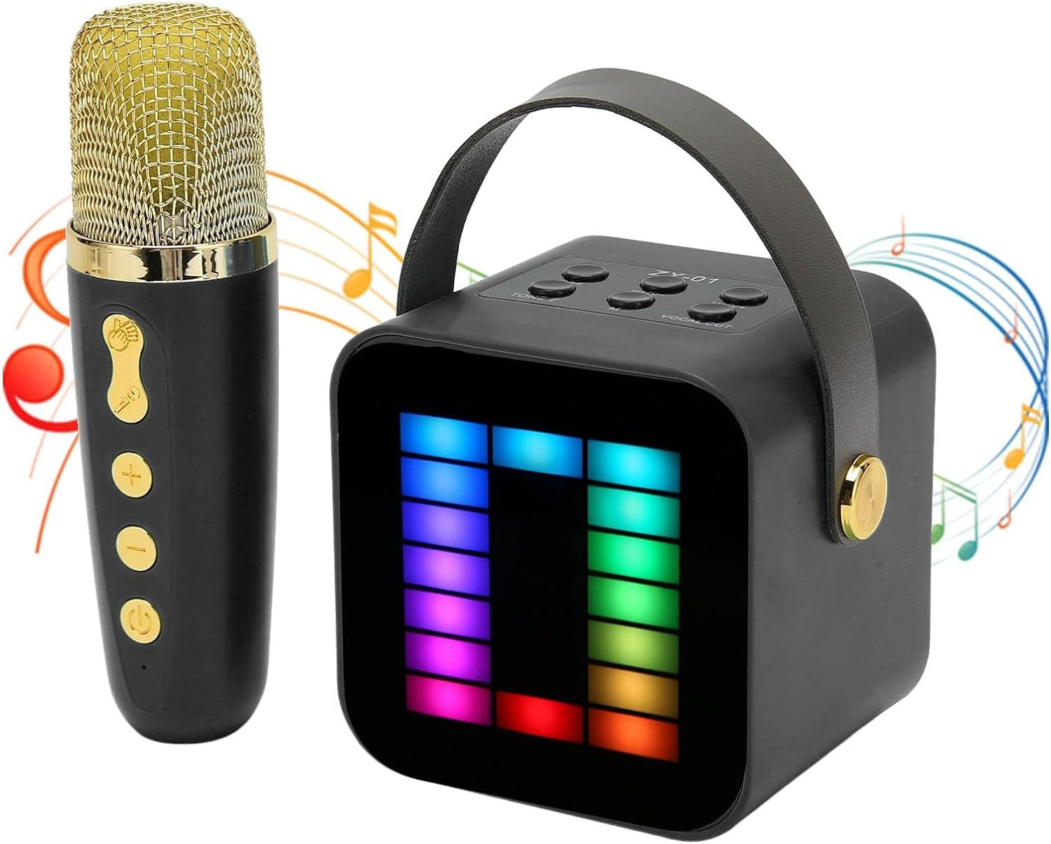 Φορητό Ηχείο Ηχοσύστημα Bluetooth Καραόκε με Ασύρματο Μικρόφωνο Bluetooth Λειτουργία Εγγραφής Ήχου Μαύρο Φορητό Ηχείο Ηχοσύστημα Bluetooth Καραόκε με Ασύρματο Μικρόφωνο Bluetooth Λειτουργία Εγγραφής Ήχου Μαύρο