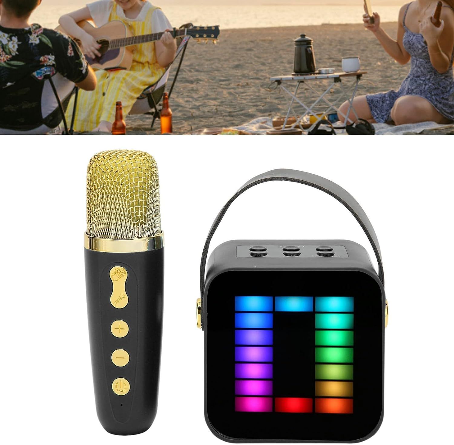 Φορητό Ηχείο Ηχοσύστημα Bluetooth Καραόκε με Ασύρματο Μικρόφωνο Bluetooth Λειτουργία Εγγραφής Ήχου Μαύρο Φορητό Ηχείο Ηχοσύστημα Bluetooth Καραόκε με Ασύρματο Μικρόφωνο Bluetooth Λειτουργία Εγγραφής Ήχου Μαύρο