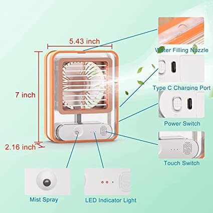 Φορητός Ανεμιστήρας Ψύξης & Υδρονέφωσης Type C 4.5W με Spray Νερού Υδρονέφωσης, LED Φωτισμό, Κουμπί Αφής & 3 Ταχύτητες Αέρα Φορητός Ανεμιστήρας Ψύξης & Υδρονέφωσης Type C 4.5W με Spray Νερού Υδρονέφωσης, LED Φωτισμό, Κουμπί Αφής & 3 Ταχύτητες Αέρα