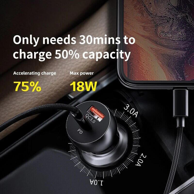 Φορτιστής Αυτοκινήτου Έντασης 3A Γρήγορης Φόρτισης με Θύρες USB & Type-C Φορτιστής Αυτοκινήτου Έντασης 3A Γρήγορης Φόρτισης με Θύρες USB & Type-C