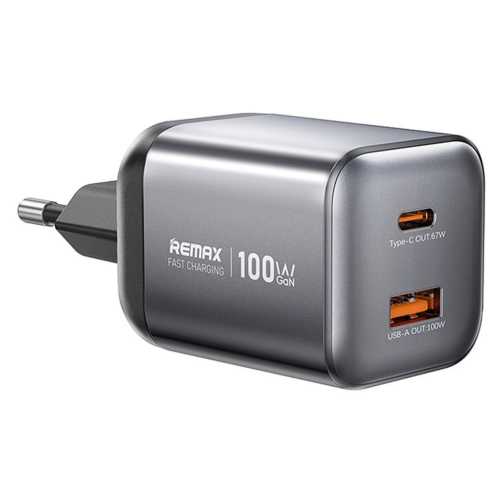 Φορτιστής GaN 100W Remax – Διπλή Θύρα USB-C και USB-A - Ταχεία Φόρτιση, Συμπαγής, Περιλαμβάνει Καλώδιο Φορτιστής GaN 100W Remax – Διπλή Θύρα USB-C και USB-A - Ταχεία Φόρτιση, Συμπαγής, Περιλαμβάνει Καλώδιο