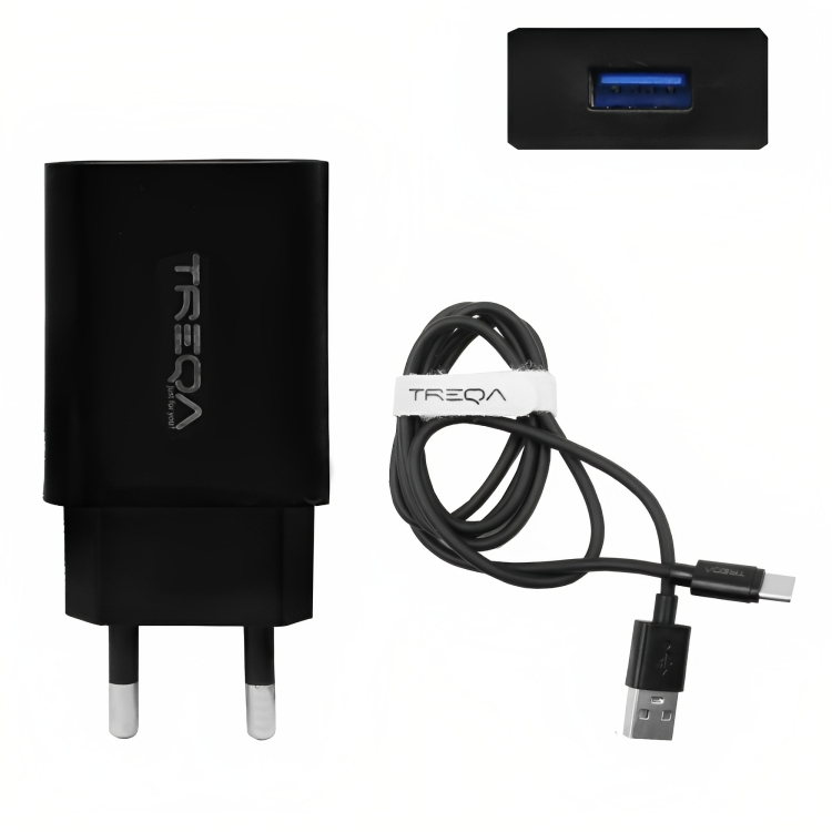 Φορτιστής Ταχείας Φόρτισης με 1 Θύρα USB 3.1A 18W και Καλώδιο TypeC - Treqa Φορτιστής Ταχείας Φόρτισης με 1 Θύρα USB 3.1A 18W και Καλώδιο TypeC - Treqa