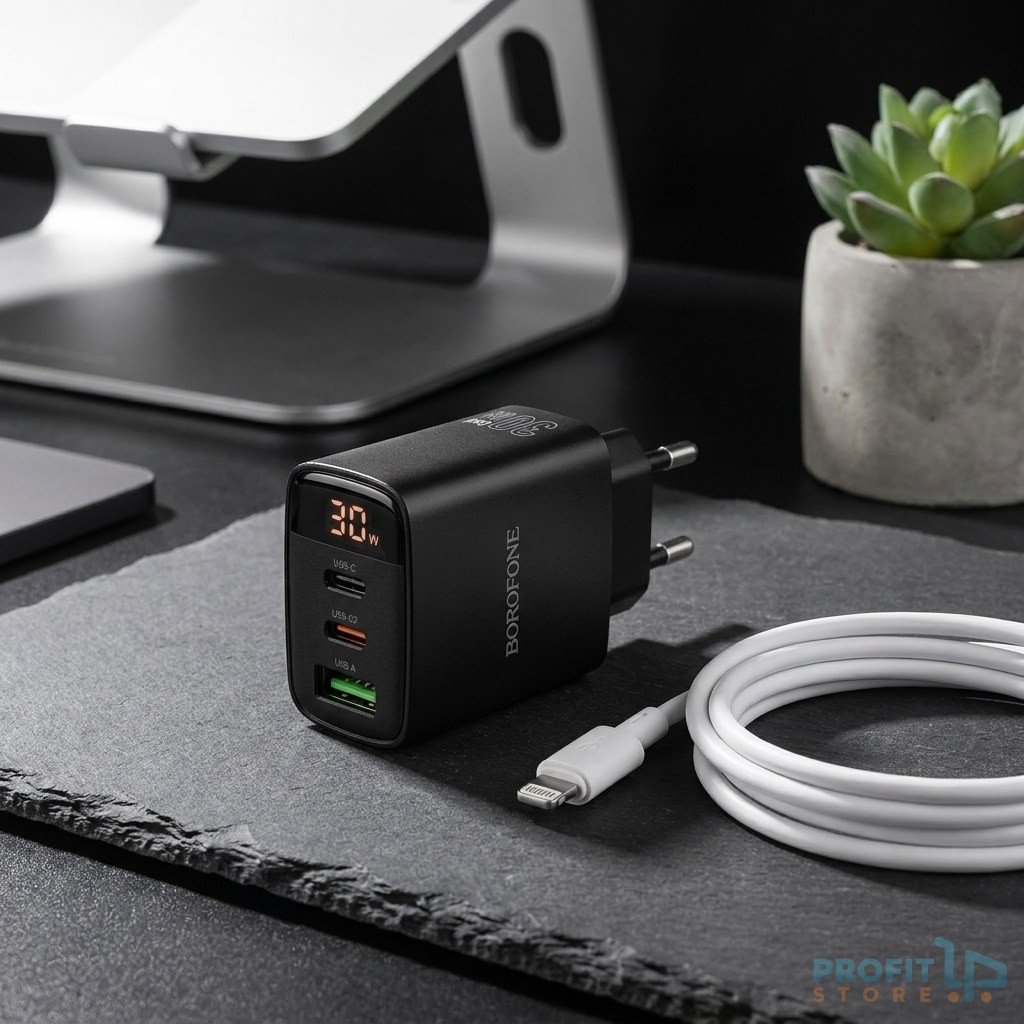 Φορτιστής Τοίχου Borofone BA98A 30W PD – 2x USB-C & USB-A | Ταχεία Φόρτιση, LED Οθόνη & Καλώδιο Lightning, για iPhone, Android, Tablet Φορτιστής Τοίχου Borofone BA98A 30W PD – 2x USB-C & USB-A | Ταχεία Φόρτιση, LED Οθόνη & Καλώδιο Lightning, για iPhone, Android, Tablet