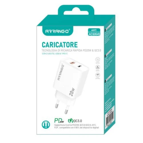 Φορτιστής Χωρίς Καλώδιο 20W με Θύρες USB & Type-C, PD & QC 3.0 Ταχείας Φόρτισης- Arrango Φορτιστής Χωρίς Καλώδιο 20W με Θύρες USB & Type-C, PD & QC 3.0 Ταχείας Φόρτισης- Arrango