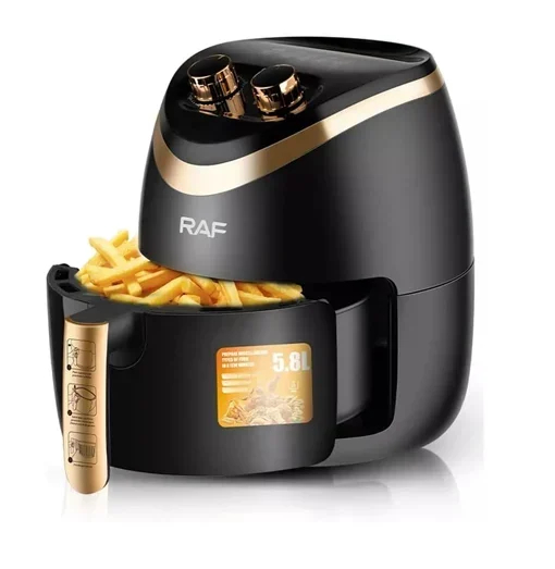 Φριτέζα Αέρος με Χωρητικότητα 5.8L Air fryer 1500W και Τεχνολογία Κυκλοφορίας Αέρα 360° για Υγιεινό Μαγείρεμα Χωρίς Λάδι RAF Μαύρο - Χρυσό Φριτέζα Αέρος με Χωρητικότητα 5.8L Air fryer 1500W και Τεχνολογία Κυκλοφορίας Αέρα 360° για Υγιεινό Μαγείρεμα Χωρίς Λάδι RAF Μαύρο - Χρυσό