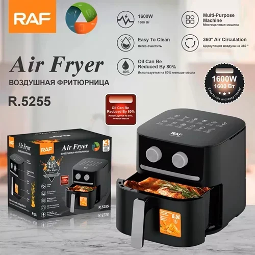 Φριτέζα Αέρος με Χωρητικότητα 6.5L Air fryer 1600W και Τεχνολογία Κυκλοφορίας Αέρα 360° για Υγιεινό Μαγείρεμα Χωρίς Λάδι RAF Μαύρο Φριτέζα Αέρος με Χωρητικότητα 6.5L Air fryer 1600W και Τεχνολογία Κυκλοφορίας Αέρα 360° για Υγιεινό Μαγείρεμα Χωρίς Λάδι RAF Μαύρο