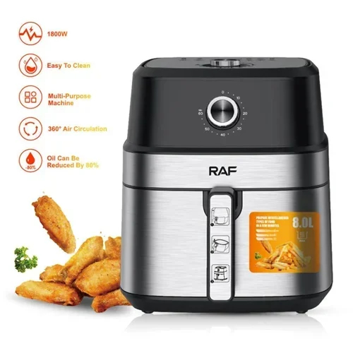 Φριτέζα αέρος με Χωρητικότητα 8.0L Air fryer 1700W RAF μαύρο/ασημί Φριτέζα αέρος με Χωρητικότητα 8.0L Air fryer 1700W RAF μαύρο/ασημί
