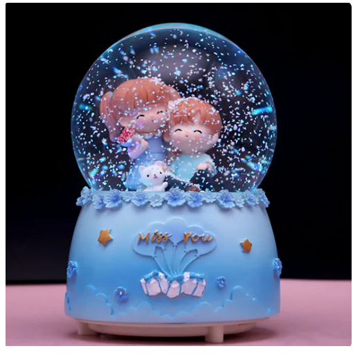 Γυάλινη Χιονόμπαλα Miss You με Δύο Ανθρωπάκια 8x12cm Γυάλινη Χιονόμπαλα Miss You με Δύο Ανθρωπάκια 8x12cm