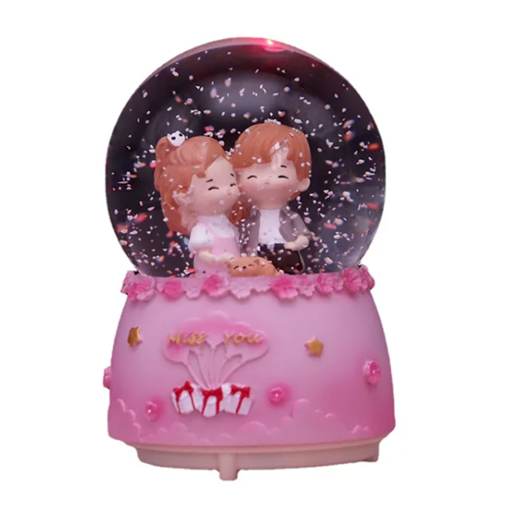 Γυάλινη Χιονόμπαλα Miss You με Δύο Ανθρωπάκια 8x12cm Γυάλινη Χιονόμπαλα Miss You με Δύο Ανθρωπάκια 8x12cm