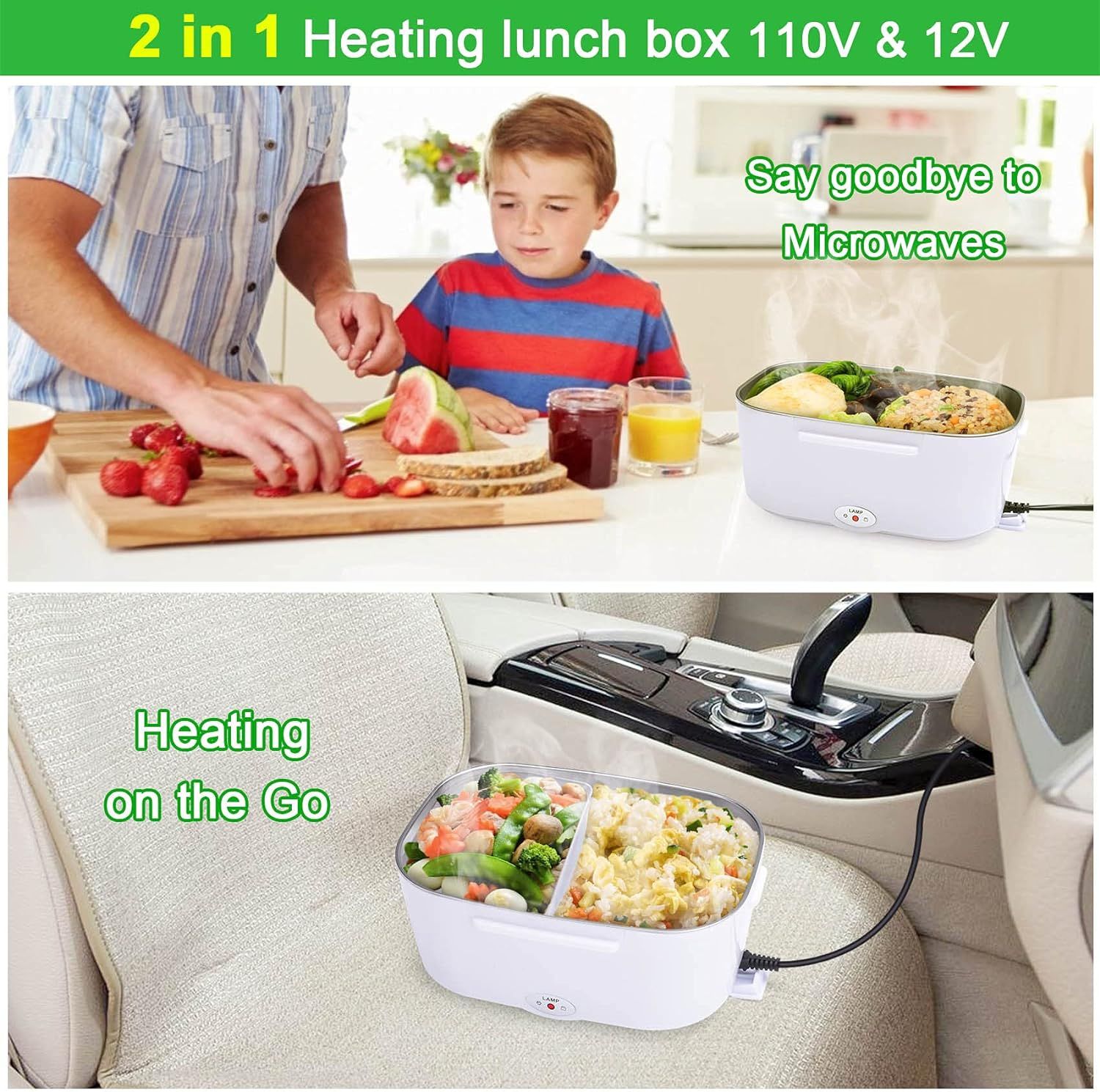 Hoomei Ηλεκτρικό Θερμαινόμενο Αεροστεγές Δοχείο Φαγητού 40W Inox Πράσινο Hoomei Ηλεκτρικό Θερμαινόμενο Αεροστεγές Δοχείο Φαγητού 40W Inox Πράσινο