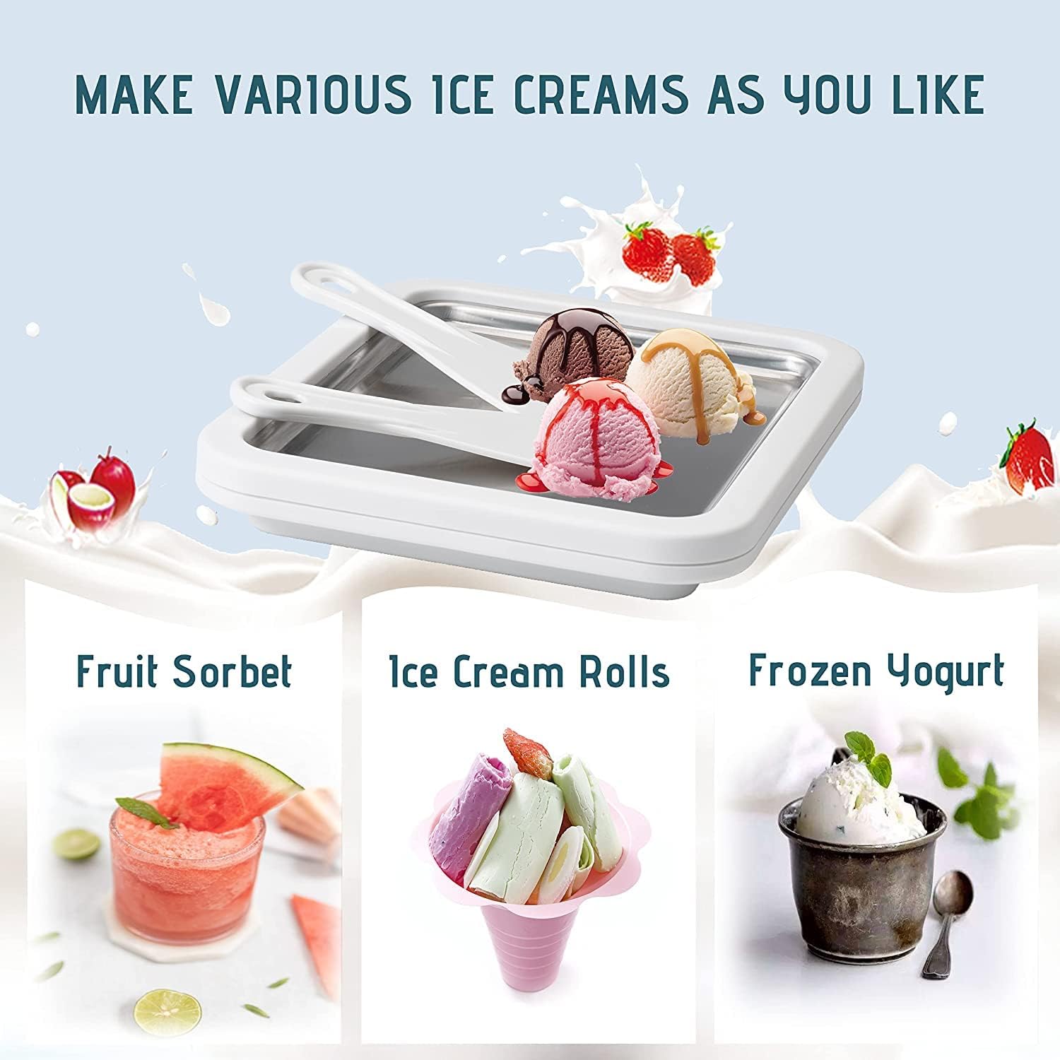 Ice Roll Maker - Παγωτομηχανή με 2 Ανοξείδωτες Σπάτουλες για Σπιτικό Ρολό Παγωτού & Παγωμένο Γιαούρτι - Instant Ice Cream Maker Ice Roll Maker - Παγωτομηχανή με 2 Ανοξείδωτες Σπάτουλες για Σπιτικό Ρολό Παγωτού & Παγωμένο Γιαούρτι - Instant Ice Cream Maker