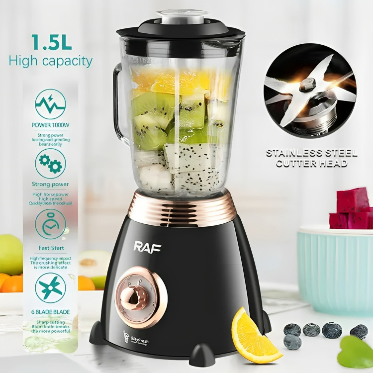 Ηλεκτρικό Μίξερ - Μπλέντερ 1000W - Με Κανάτα 1.5L και Δοχείο Θρυμματισμού - RAF Ηλεκτρικό Μίξερ - Μπλέντερ 1000W - Με Κανάτα 1.5L και Δοχείο Θρυμματισμού - RAF