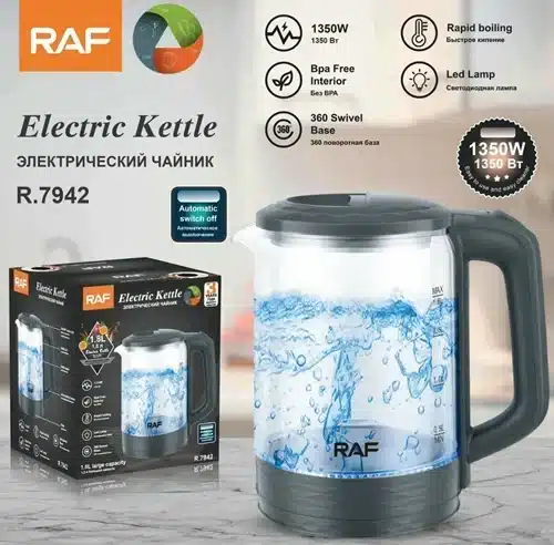 Ηλεκτρικός Βραστήρας σε Μαύρο Χρώμα 1350W 1.8lt RAF Ηλεκτρικός Βραστήρας σε Μαύρο Χρώμα 1350W 1.8lt RAF