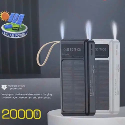Ηλιακό PowerBank KLGO - Φορητή Μπαταρία Φορτιστής20000 mAh Ηλιακό Πάνελ - Solar Power bank Μαύρο Ηλιακό PowerBank KLGO - Φορητή Μπαταρία Φορτιστής20000 mAh Ηλιακό Πάνελ - Solar Power bank Μαύρο