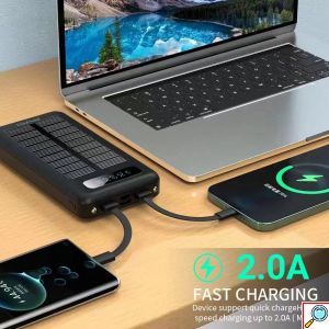 Ηλιακό PowerBank KLGO - Φορητή Μπαταρία Φορτιστής20000 mAh Ηλιακό Πάνελ - Solar Power bank Μαύρο Ηλιακό PowerBank KLGO - Φορητή Μπαταρία Φορτιστής20000 mAh Ηλιακό Πάνελ - Solar Power bank Μαύρο