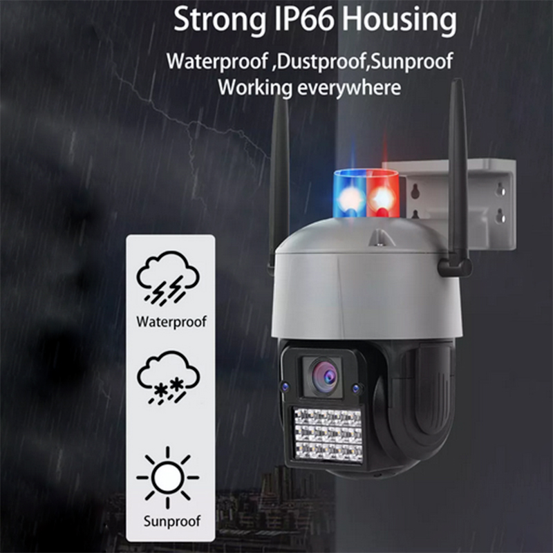 Αδιάβροχη Ασύρματη IP WiFi Κάμερα 1080p, 3MP, PTZ Dome 355°, Νυχτερινή Λήψη, Ανίχνευση Κίνησης, Ειδοποίηση στο Κινητό, με LED φάρο, Mic, Ηχείο, OEM