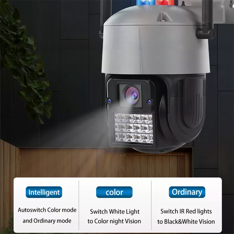 Αδιάβροχη Ασύρματη IP WiFi Κάμερα 1080p, 3MP, PTZ Dome 355°, Νυχτερινή Λήψη, Ανίχνευση Κίνησης, Ειδοποίηση στο Κινητό, με LED φάρο, Mic, Ηχείο, OEM