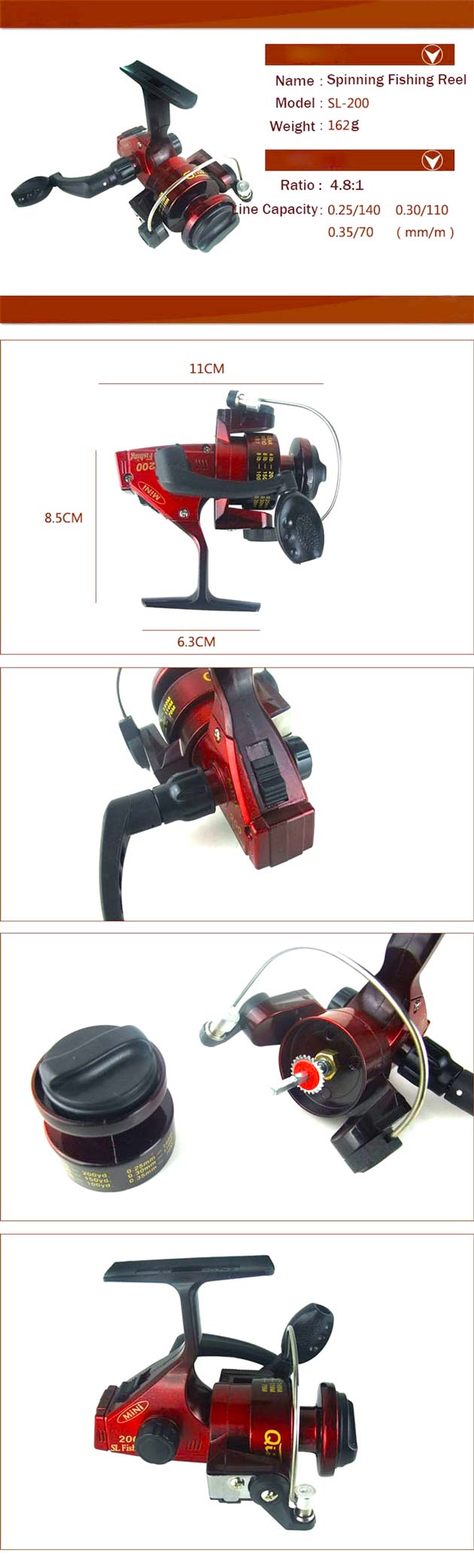 Μηχανάκι για Καλάμι Ψαρέματος με Μισινέζα Fishing Reel SL-200