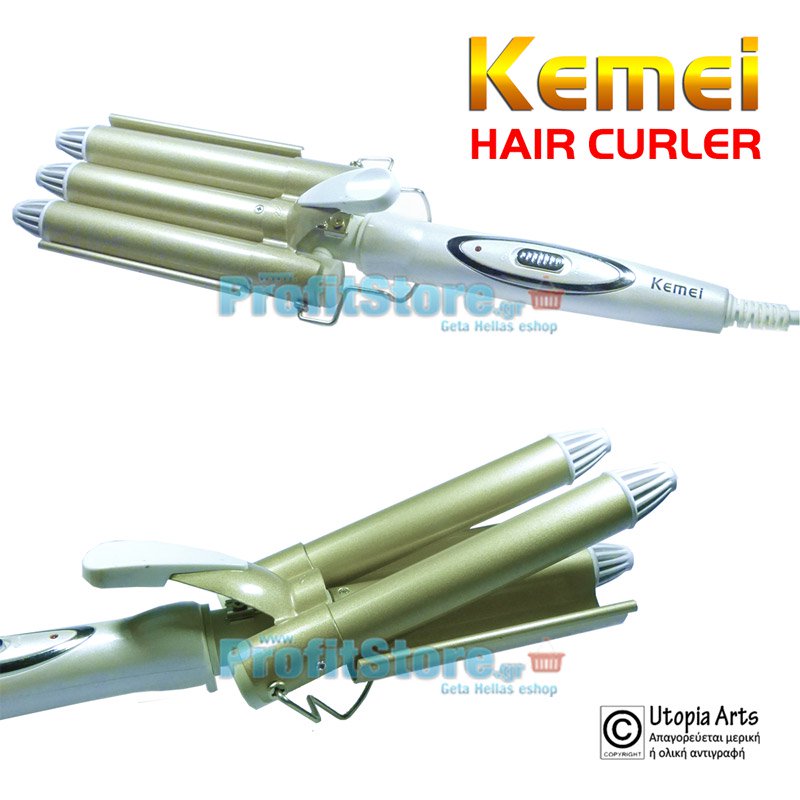 Τριπλό Ηλεκτρικό Ψαλίδι για Κυματιστό Look - KEMEI KM-1010 IONIC