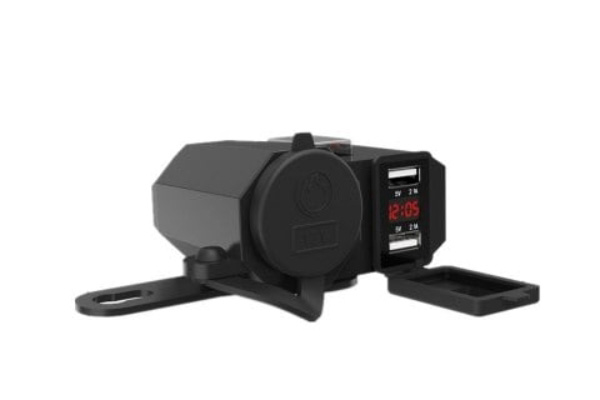 Αδιάβροχος Φορτιστής με 2x USB, Αναπτήρα 12V & Βολτόμετρο Μηχανής/Μοτοσυκλέτας