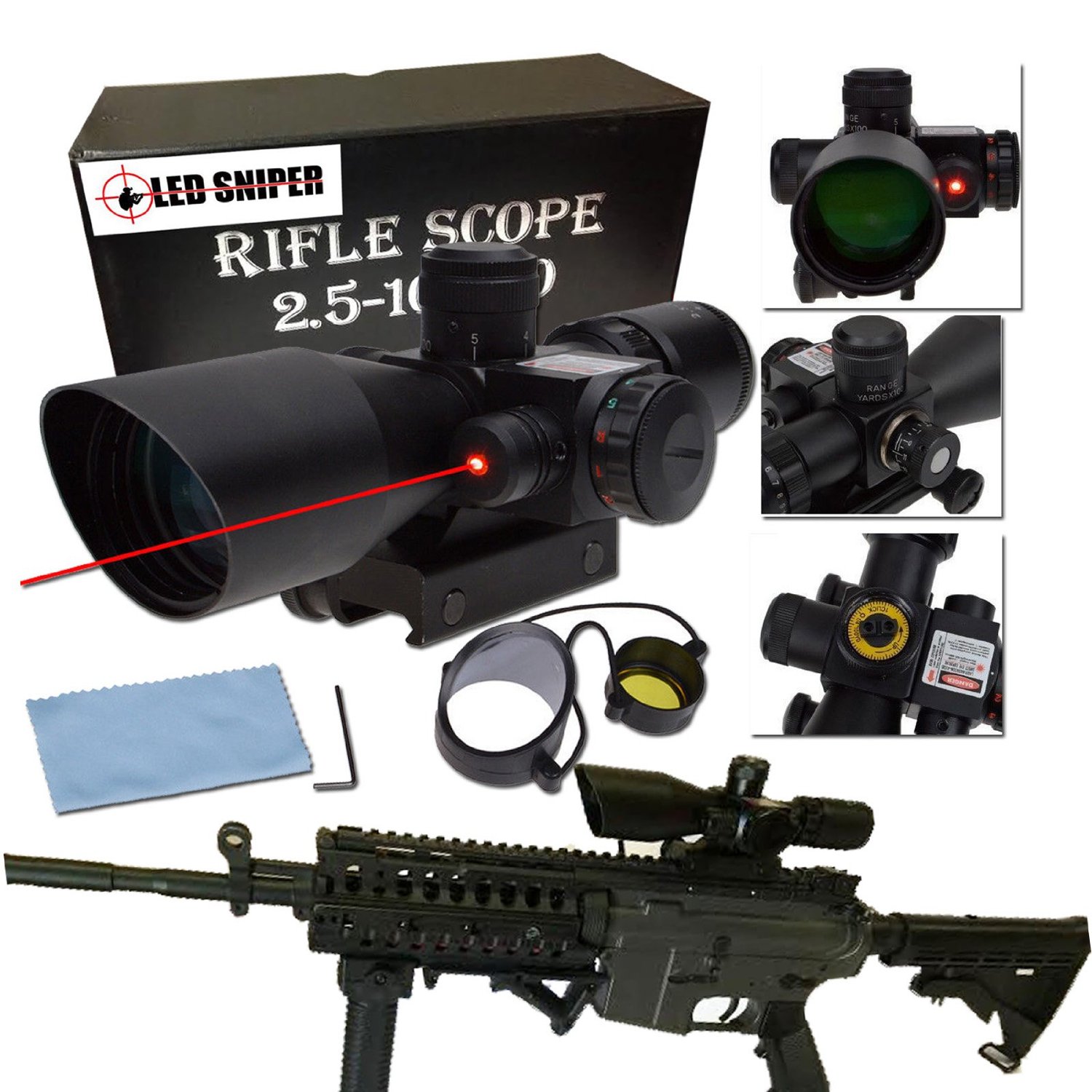 Διόπτρα Μονόκυαλο Σκοπευτικό - Hunting Rifle Scope 2.5-10x40 Zoom Illuminated + Red Laser
