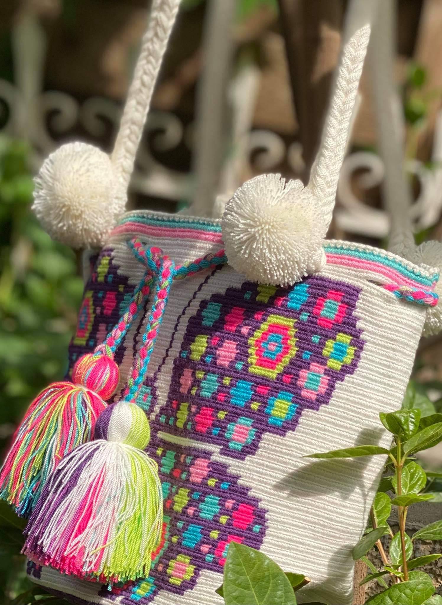 Μοναδική Χειροποίητη Κολομβιανή Boho Style Πλεκτή Τσάντα - Wayuu Mochila