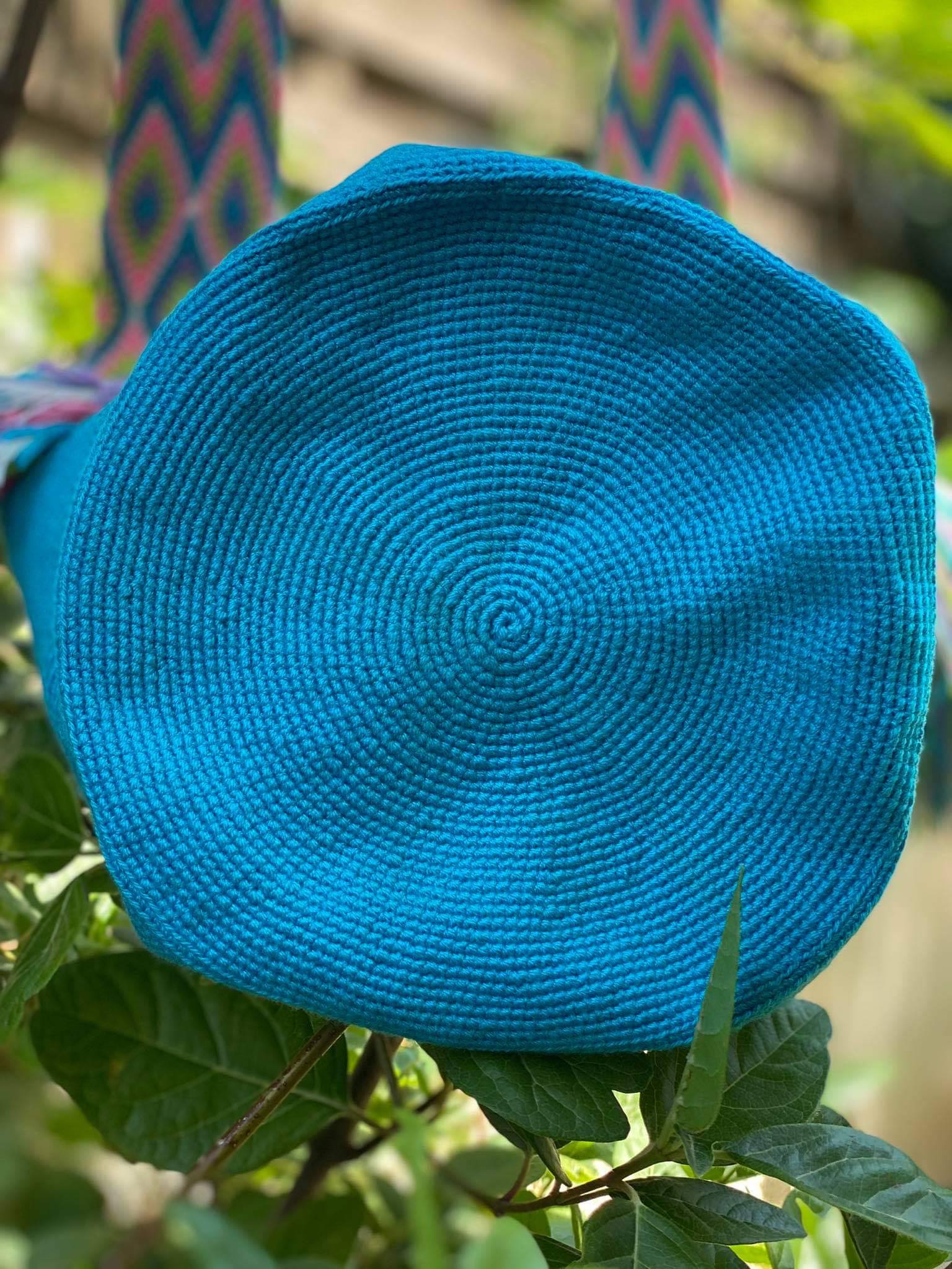 Μοναδική Χειροποίητη Κολομβιανή Boho Style Πλεκτή Τσάντα Azul Con Gris - Wayuu Mochila