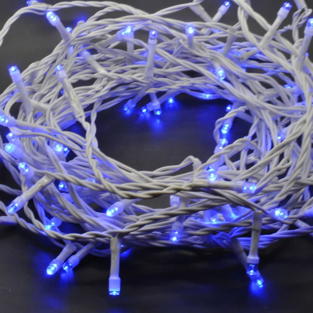 Φώτα LED 100 Λαμπάκια Μπλέ με Λευκό Καλώδιο - Χριστουγεννιάτικα Φωτάκια