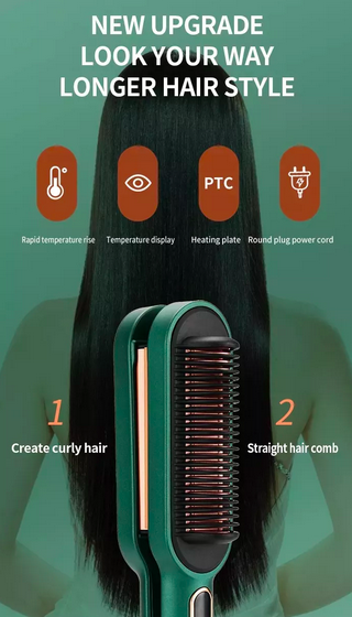 Ισιωτικό & Ψαλιδωτή Χτένα Μαλλιών 2 σε 1 - Fast Heat Negative Ions LCD Hair Styler Kemei 