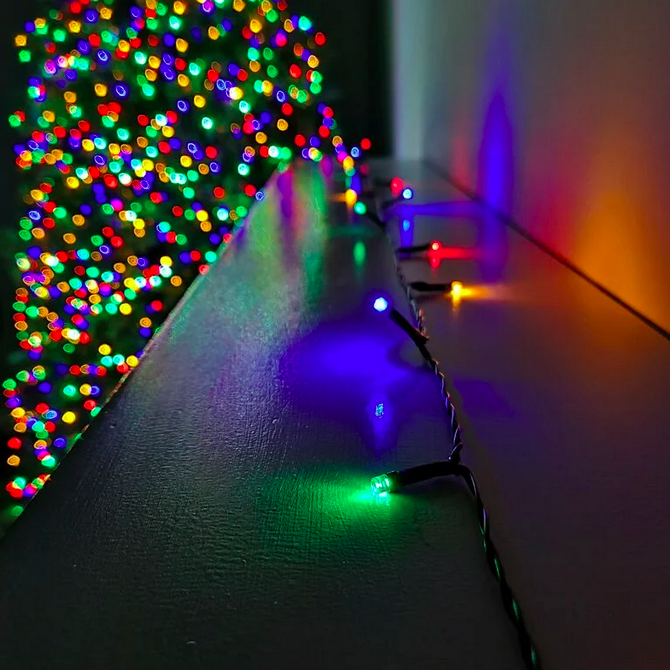 240 LED Λαμπάκια με Μαύρο Καλώδιο RGB Πολύχρωμος Φωτισμός