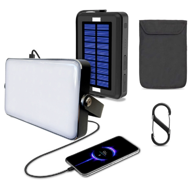 Αδιάβροχος Ηλιακός Φακός 1650 Lumens / Φορητή Μπαταρία Φόρτισης με 1 x USB-Α / 2 x Type-C, 22.5W - YeeMatop PowerBank Solar Camping Led Lantern Black