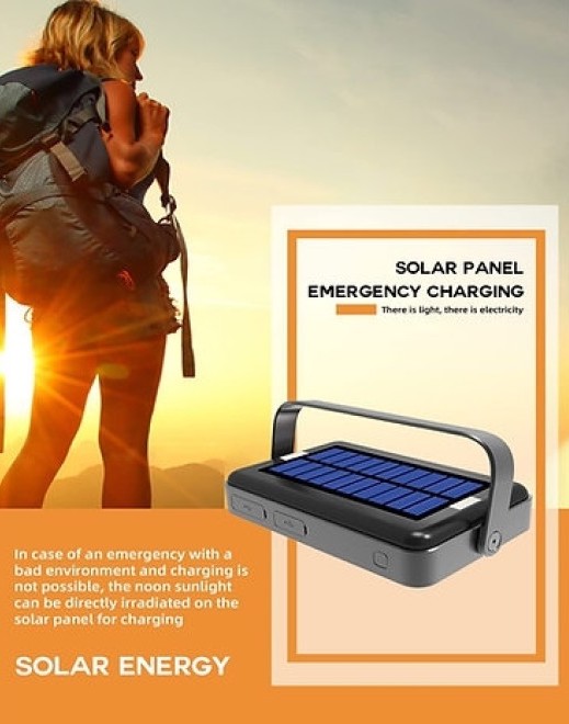 Αδιάβροχος Ηλιακός Φακός 1650 Lumens / Φορητή Μπαταρία Φόρτισης με 1 x USB-Α / 2 x Type-C, 22.5W - YeeMatop PowerBank Solar Camping Led Lantern Black