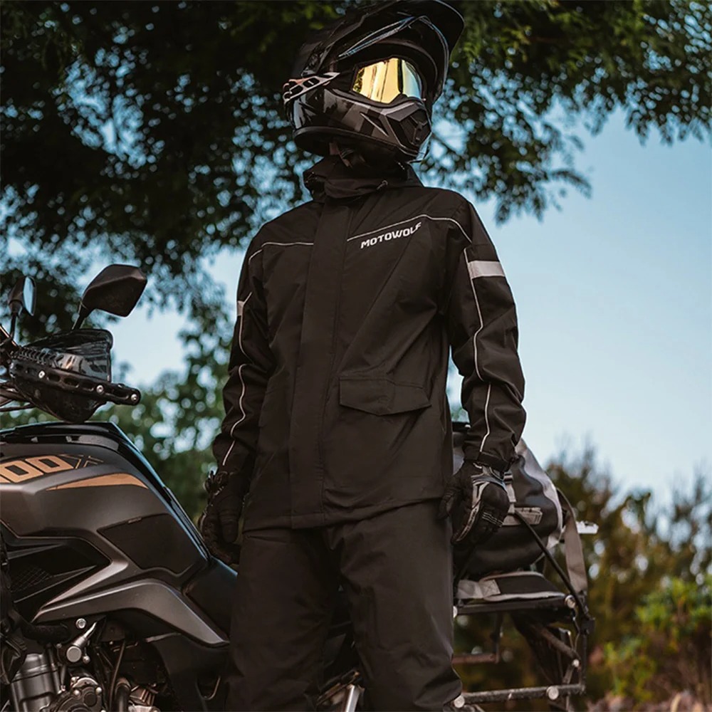 Αδιάβροχο Σετ με Αποσπώμενη Κουκούλα Motowolf 