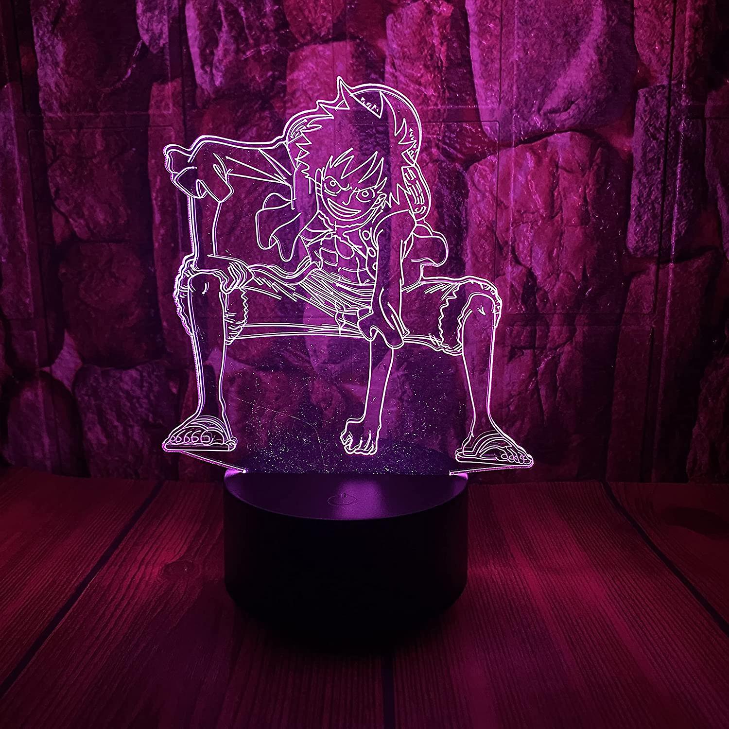 LED 3D Τρισδιάστατο Φωτιστικό - Illusion Led One Piece Monkey D. Luffy