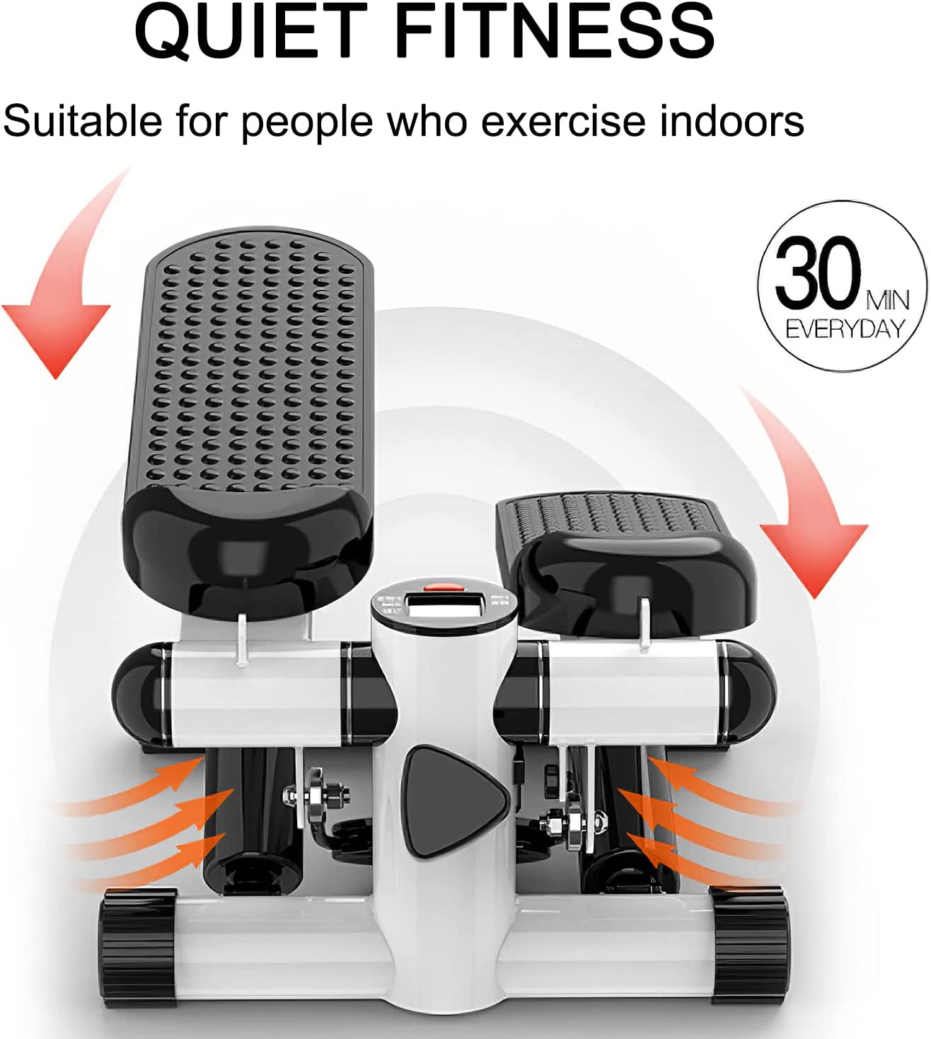 Ελλειπτικό Stepper Treadmill με Λάστιχα Αντίστασης για Εκγύμναση Όλου του Σώματος, LCD Οθόνη & Ρύθμιση ύψους - Elliptical Treadmill Stair Stepper 