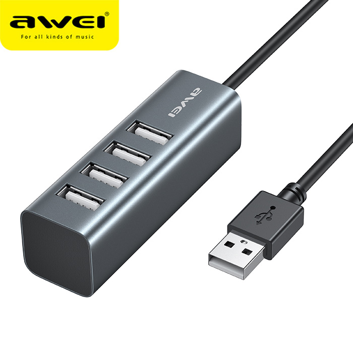 Mini USB UB 2.0 με 4 Θύρες για Υπολογιστές + Φόρτιση Συσκευών Awei® CL-122 - Συμβατό με Macbook - Docking Station