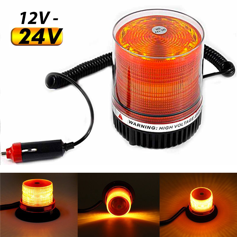 Αδιάβροχος 12V - 24V Μαγνητικός Φάρος Αυτοκινήτου με Μαγνητική Βάση & Στροβοσκοπικό Φώς Led για Αυτοκίνητο & Φορτηγό ρυμουλκών σκαφών παρκινγ σκαφών Νταλίκα Μπουλντόζα Τρακτέρ Εκχιονιστικό Strobe Warning Beacon Light