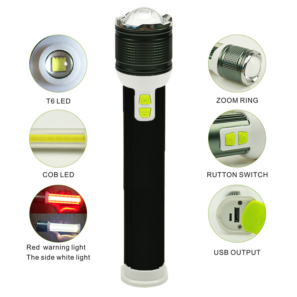 Επαναφορτιζόμενος Διπλός Φακός 800Lm LED Cree με Powerbank USB, SUPER ZOOM & Μεγάλη Διάρκεια