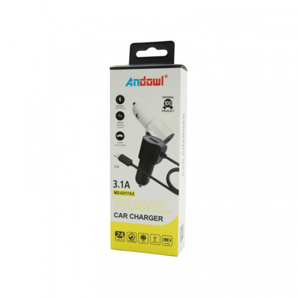 Lightning Φορτιστής Αυτοκινήτου 3.1Α με 1 Θύρα USB - Andowl