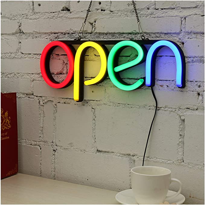 Αδιάβροχη Neon Led Φωτιζόμενη Διαφημιστική Πινακίδα OPEN Retro 40x15 - 220V