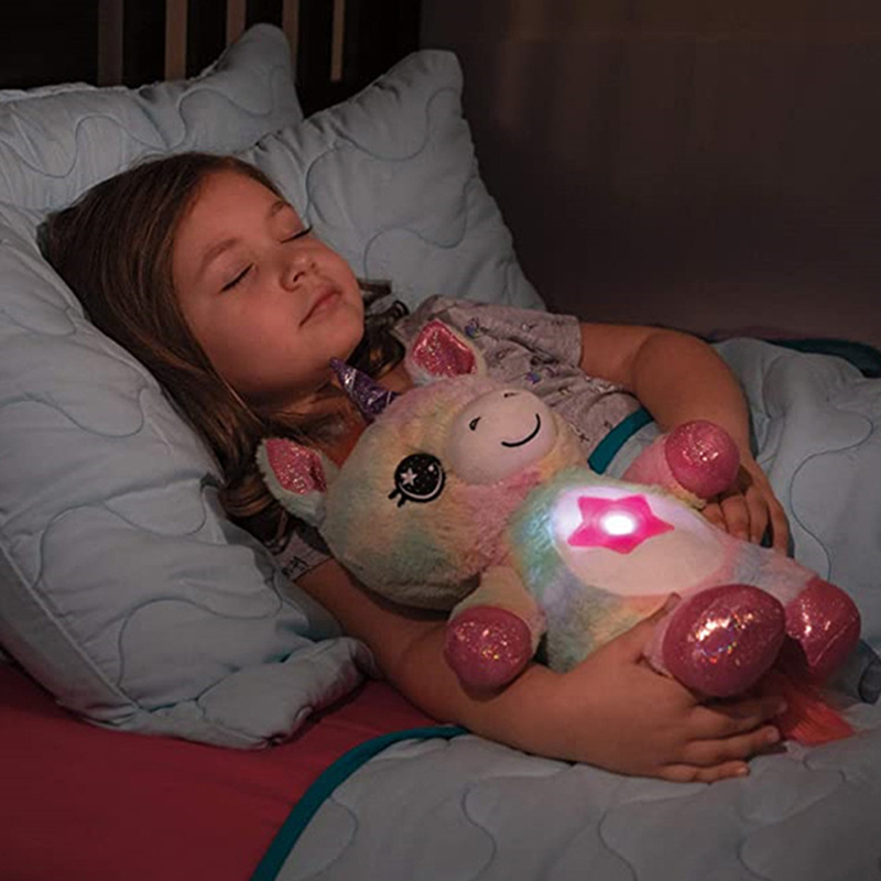 Starry Teddy Προτζέκτορας Αστεριών, Λούτρινο Αρκουδάκι 30cm & Νυχτερινό Φωτιστικό LED Νανουρίσματος - Huggable Night Light Ροζ Μονόκερος